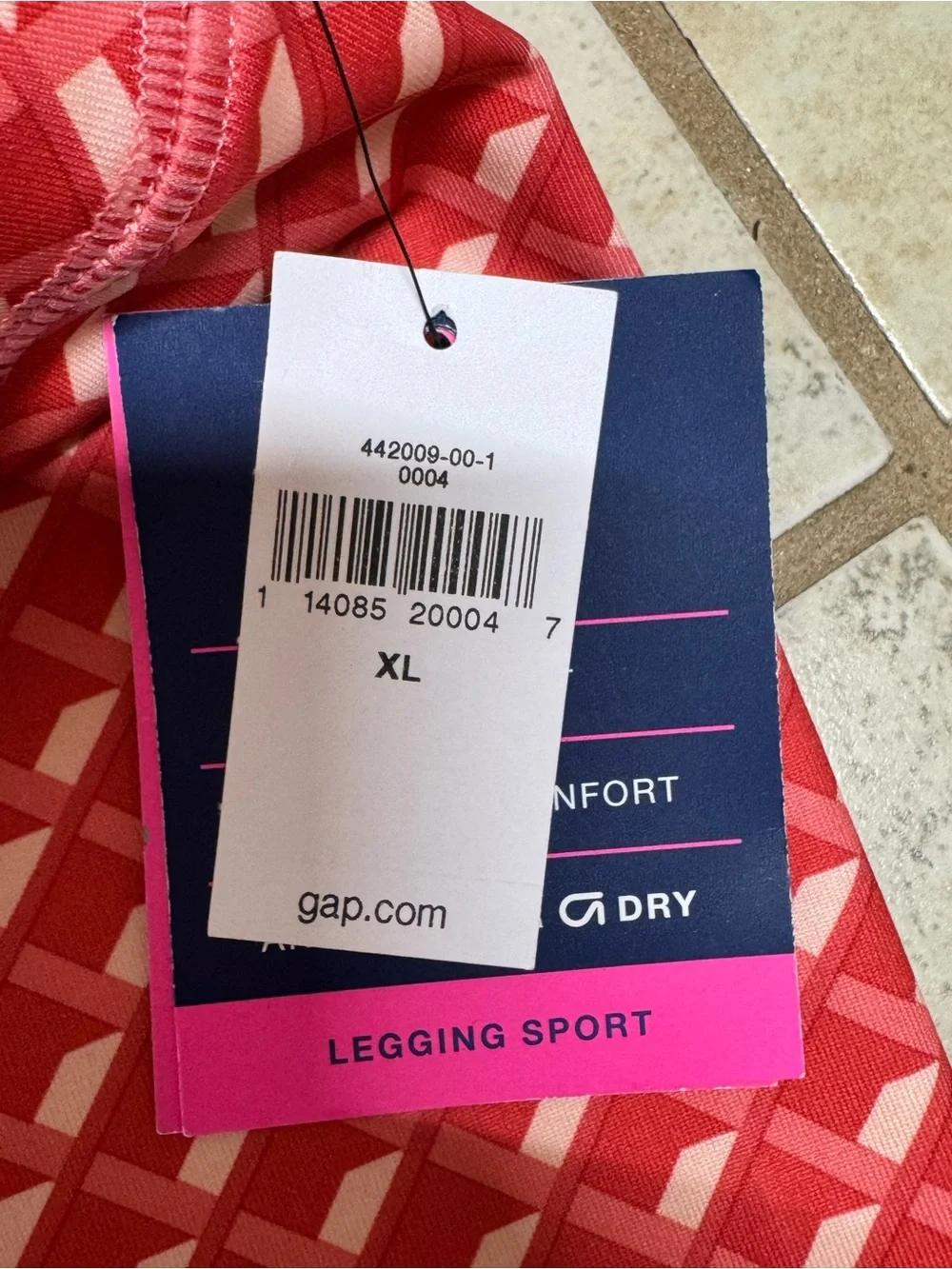 GAP Red Geometric Print Girls' Leggings with White Stripe Detail
